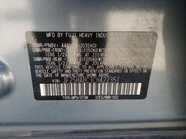 Photo 10 from auction – 2012 SUBARU FORESTER 2 with VIN JF2SHABC3CH422351