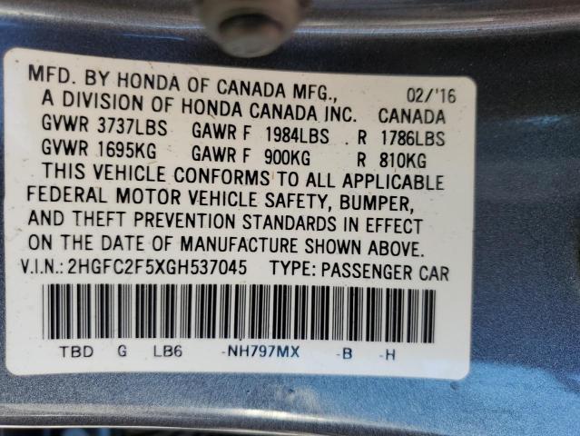 Photo 10 from auction – 2016 HONDA CIVIC LX with VIN 2HGFC2F5XGH537045