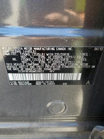Photo 10 from auction – 2013 TOYOTA RAV4 LIMIT with VIN 2T3YFREV6DW020653