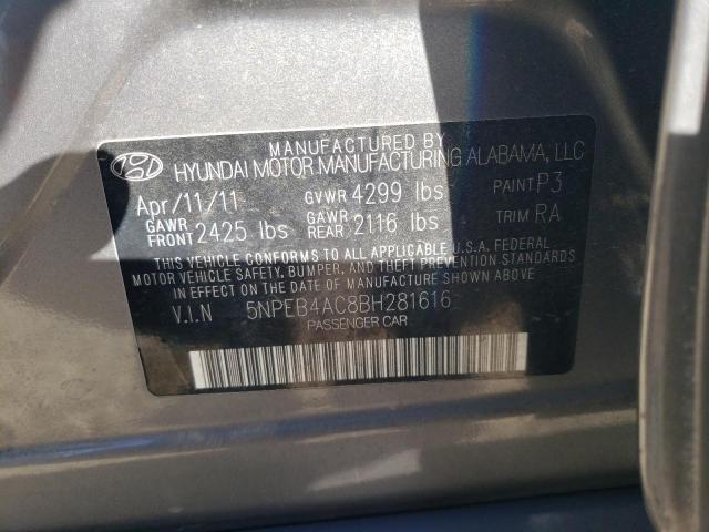 Photo 10 from auction – 2011 HYUNDAI SONATA GLS with VIN 5NPEB4AC8BH281616