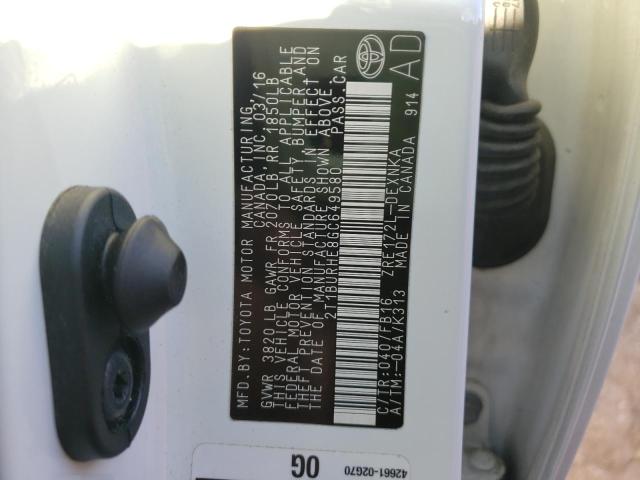 Photo 10 from auction – 2016 TOYOTA COROLLA L with VIN 2T1BURHE8GC649580