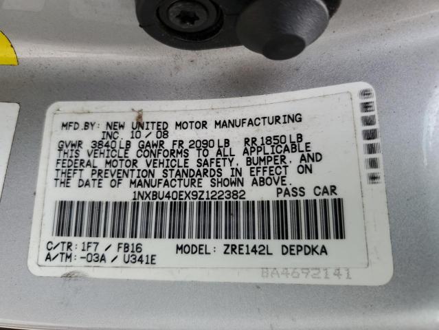 Photo 10 from auction – 2009 TOYOTA COROLLA BA with VIN 1NXBU40EX9Z122382
