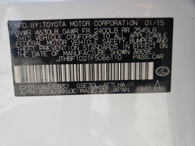 Photo 10 from auction – 2015 LEXUS IS 250 with VIN JTHBF1D21F5066110