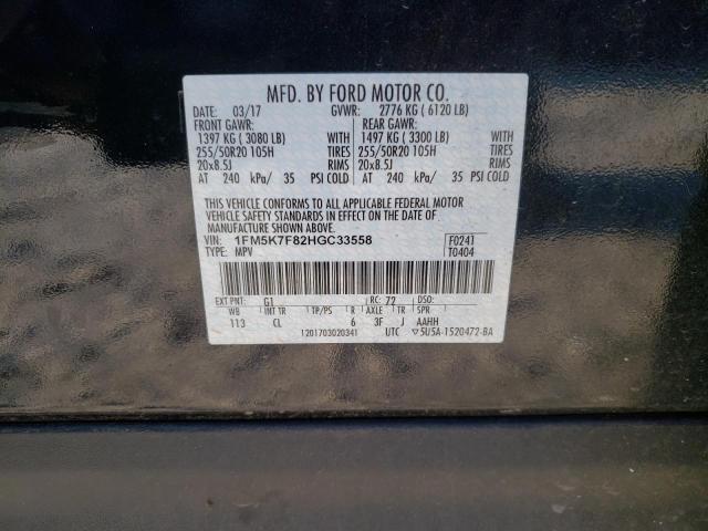 Photo 10 from auction – 2017 FORD EXPLORER L with VIN 1FM5K7F82HGC33558