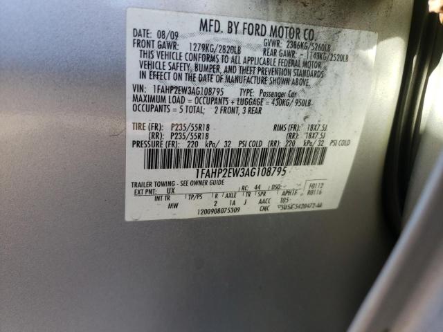 Photo 10 from auction – 2010 FORD TAURUS SEL with VIN 1FAHP2EW3AG108795