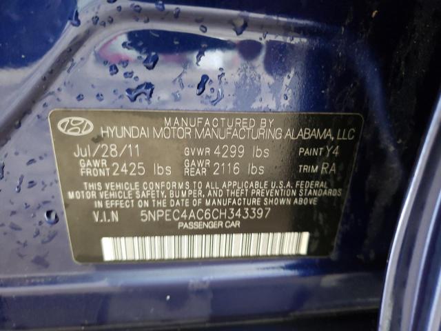 Photo 10 from auction – 2012 HYUNDAI SONATA SE with VIN 5NPEC4AC6CH343397