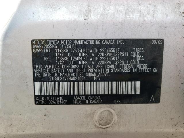Photo 10 from auction – 2009 TOYOTA RAV4 LIMIT with VIN 2T3BF31V79W021651