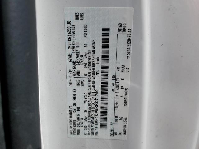 Photo 10 from auction – 2019 FORD F150 with VIN 1FTMF1CP5KKC71769