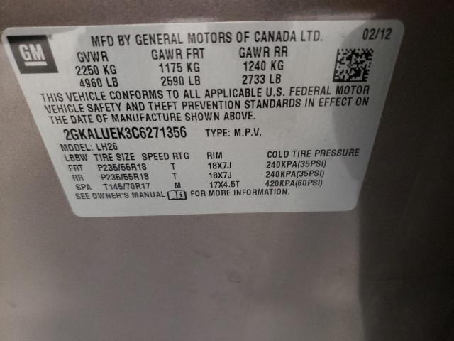 Photo 10 from auction – 2012 GMC TERRAIN SL with VIN 2GKALUEK3C6271356