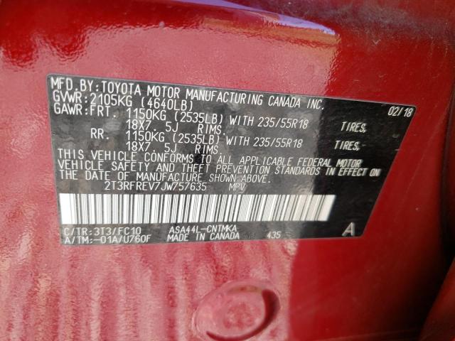Photo 10 from auction – 2018 TOYOTA RAV4 ADVEN with VIN 2T3RFREV7JW757635