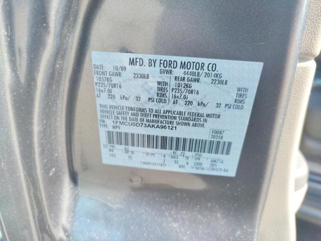 Photo 10 from auction – 2010 FORD ESCAPE 4D with VIN 1FMCU0D73AKA96121