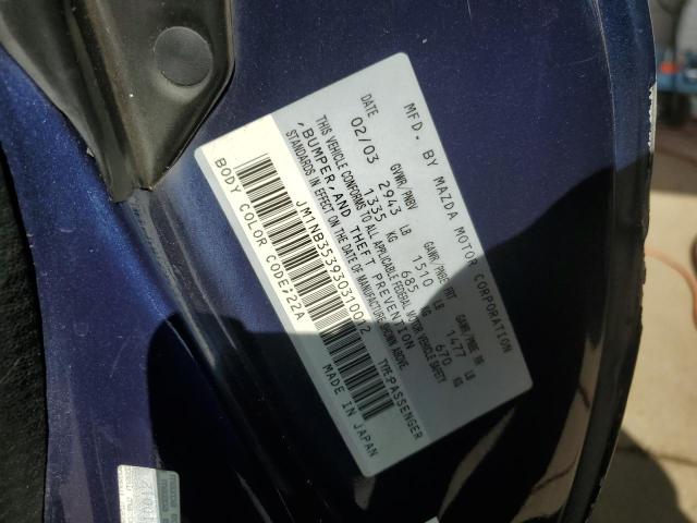 Photo 10 from auction – 2003 MAZDA MX-5 MIATA with VIN JM1NB353930310012