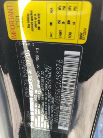 Photo 10 from auction – 2006 BMW 530 I with VIN WBANE73556CM38976