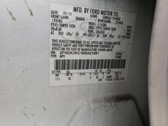 Photo 10 from auction – 2011 FORD EDGE LIMIT with VIN 2FMDK3KC1BBA21991