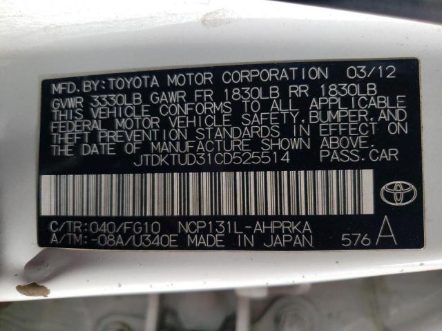 Photo 10 from auction – 2012 TOYOTA YARIS with VIN JTDKTUD31CD525514
