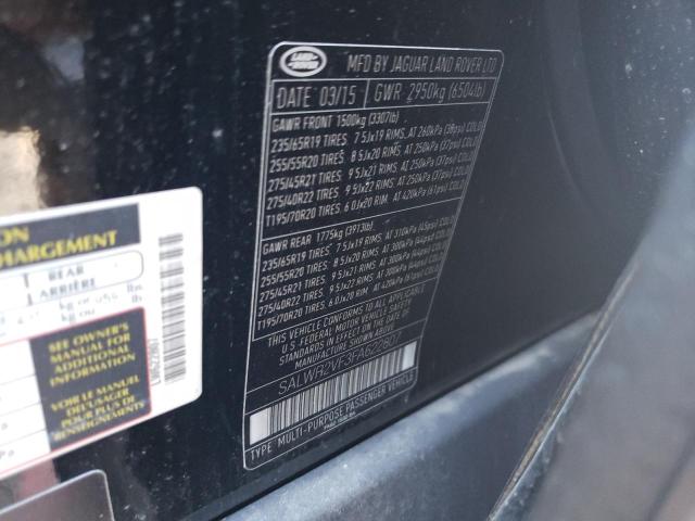 Photo 10 from auction – 2015 LAND ROVER RANGE ROVE with VIN SALWR2VF3FA622807