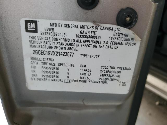 Photo 10 from auction – 2002 CHEVROLET SILVERADO with VIN 2GCEC19VX21423077