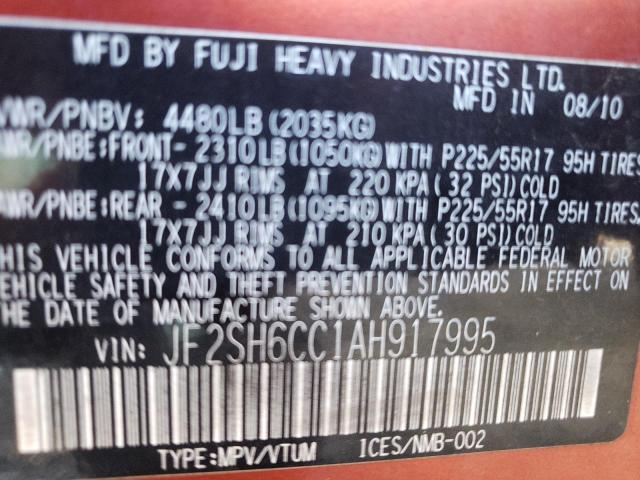 Photo 10 from auction – 2010 SUBARU FORESTER 2 with VIN JF2SH6CC1AH917995