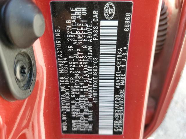 Photo 10 from auction – 2014 TOYOTA CAMRY L with VIN 4T1BF1FK0EU803103