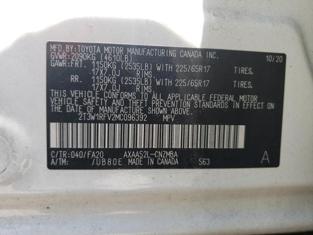 Photo 10 from auction – 2021 TOYOTA RAV4 XLE with VIN 2T3W1RFV2MC096392