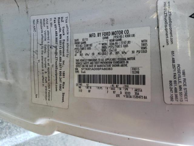 Photo 10 from auction – 2011 FORD RANGER with VIN 1FTKR1AD0BPA80383