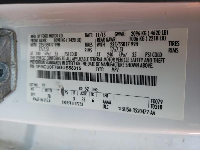 Photo 10 from auction – 2016 FORD ESCAPE S with VIN 1FMCU0F76GUB58315