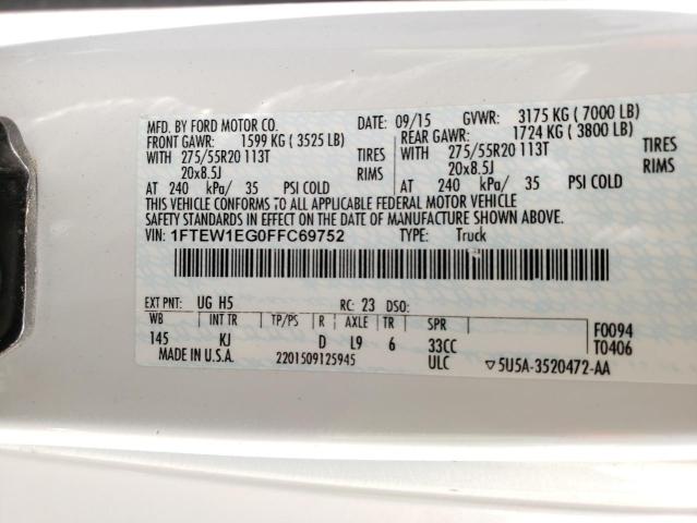 Photo 10 from auction – 2015 FORD F150 SUPER with VIN 1FTEW1EG0FFC69752