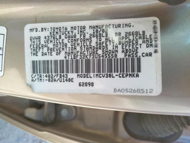 Photo 10 from auction – 2003 TOYOTA CAMRY LE with VIN 4T1BF32K73U545550