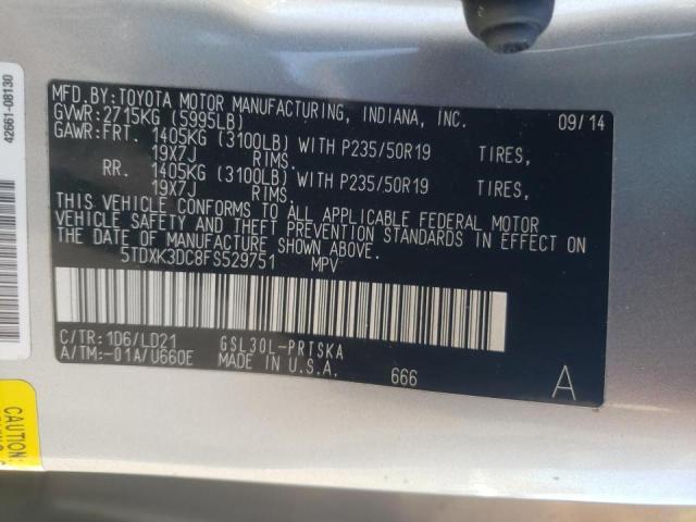 Photo 10 from auction – 2015 TOYOTA SIENNA SPO with VIN 5TDXK3DC8FS529751
