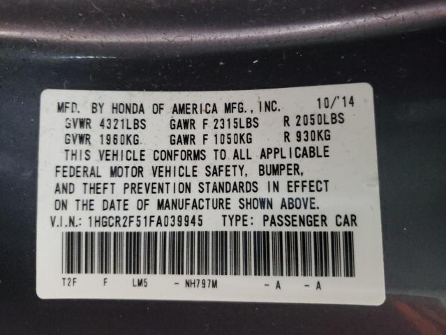 Photo 10 from auction – 2015 HONDA ACCORD SPO with VIN 1HGCR2F51FA039945