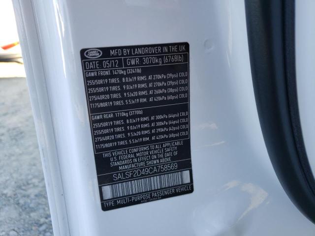 Photo 10 from auction – 2012 LAND ROVER RANGE ROVE with VIN SALSF2D49CA758569