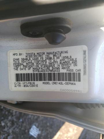 Photo 10 from auction – 2012 TOYOTA COROLLA BA with VIN 5YFBU4EEXCP052433