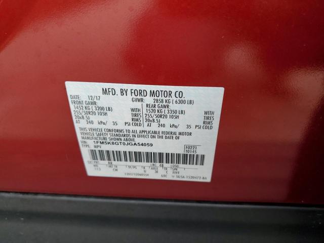 Photo 10 from auction – 2018 FORD EXPLORER S with VIN 1FM5K8GT0JGA54059
