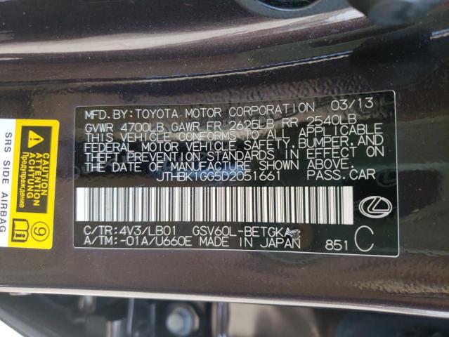 Photo 10 from auction – 2013 LEXUS ES 350 with VIN JTHBK1GG5D2051661