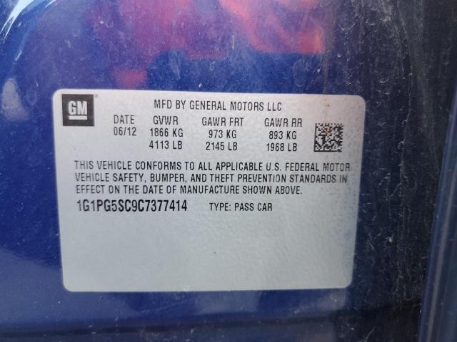 Photo 10 from auction – 2012 CHEVROLET CRUZE LT with VIN 1G1PG5SC9C7377414