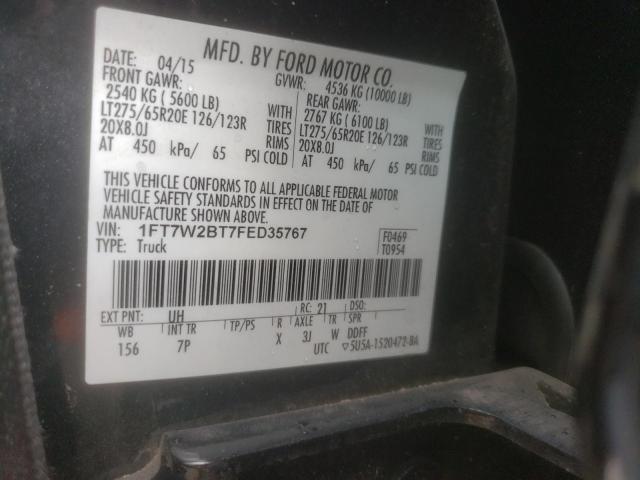 Photo 10 from auction – 2015 FORD F250 SUPER with VIN 1FT7W2BT7FED35767