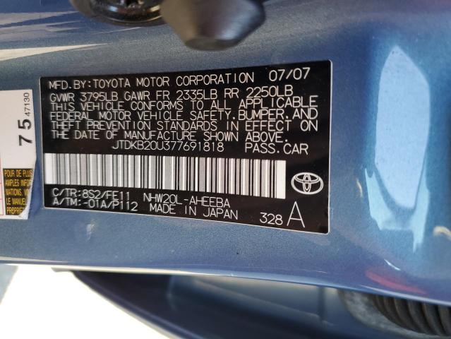 Photo 10 from auction – 2007 TOYOTA PRIUS with VIN JTDKB20U377691818