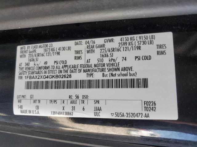 Photo 10 from auction – 2016 FORD TRANSIT T- with VIN 1FBAX2XG4GKB02628