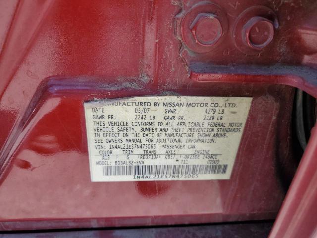 Photo 10 from auction – 2007 NISSAN ALTIMA 2.5 with VIN 1N4AL21E57N475065