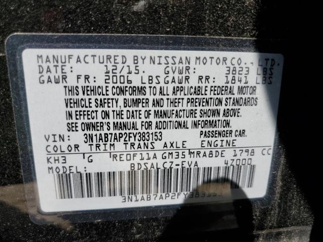 Photo 10 from auction – 2015 NISSAN SENTRA S with VIN 3N1AB7AP2FY383153