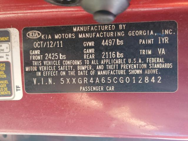 Photo 10 from auction – 2012 KIA OPTIMA SX with VIN 5XXGR4A65CG012842