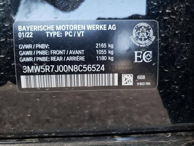 Photo 10 from auction – 2022 BMW 330XI with VIN 3MW5R7J00N8C56524