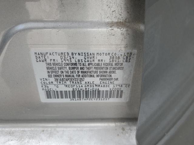 Photo 10 from auction – 2014 NISSAN SENTRA S with VIN 3N1AB7AP2EY231257