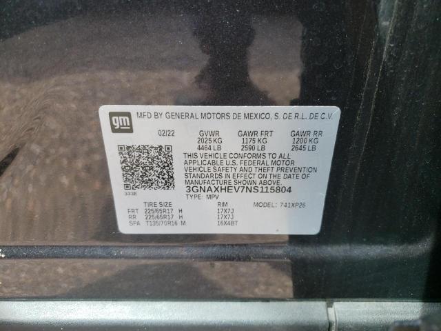 Photo 10 from auction – 2022 CHEVROLET EQUINOX LS with VIN 3GNAXHEV7NS115804