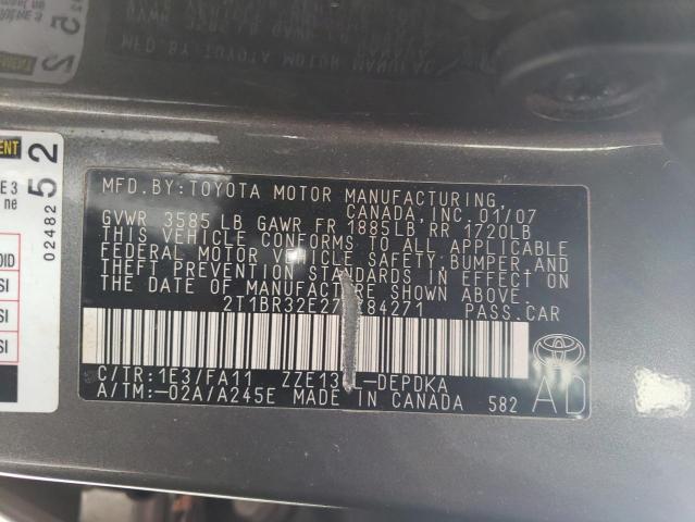 Photo 10 from auction – 2007 TOYOTA COROLLA CE with VIN 2T1BR32E27C784271