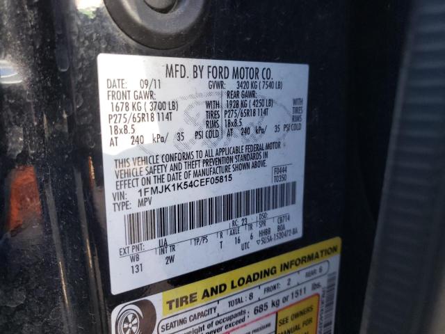 Photo 10 from auction – 2012 FORD EXPEDITION with VIN 1FMJK1K54CEF05815