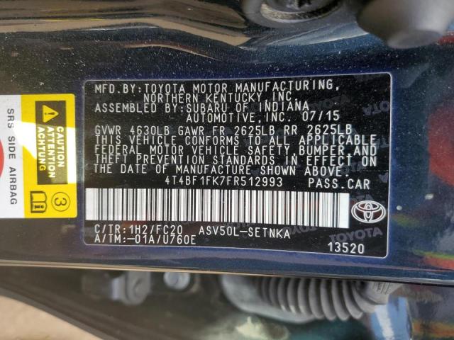 Photo 10 from auction – 2015 TOYOTA CAMRY LE with VIN 4T4BF1FK7FR512993