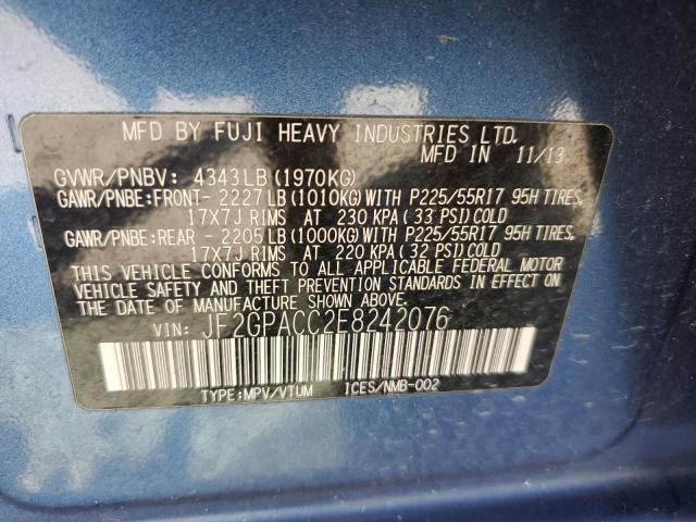 Photo 10 from auction – 2014 SUBARU XV CROSSTR with VIN JF2GPACC2E8242076
