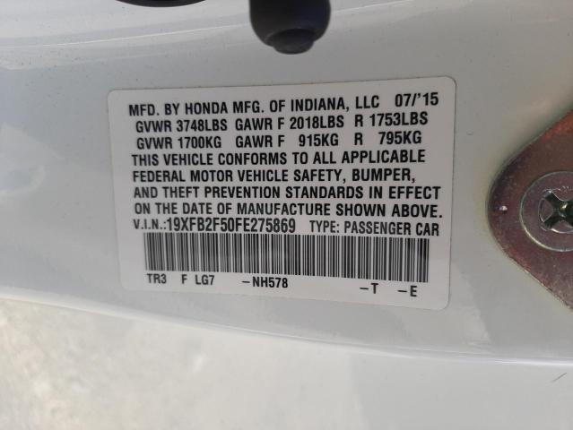 Photo 10 from auction – 2015 HONDA CIVIC LX with VIN 19XFB2F50FE275869