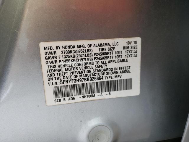 Photo 10 from auction – 2011 HONDA PILOT TOUR with VIN 5FNYF3H97BB026864